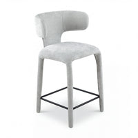 Emma 2pc Set Bar Chair Barstool Grey, single stool, front three-quarter view on a white background