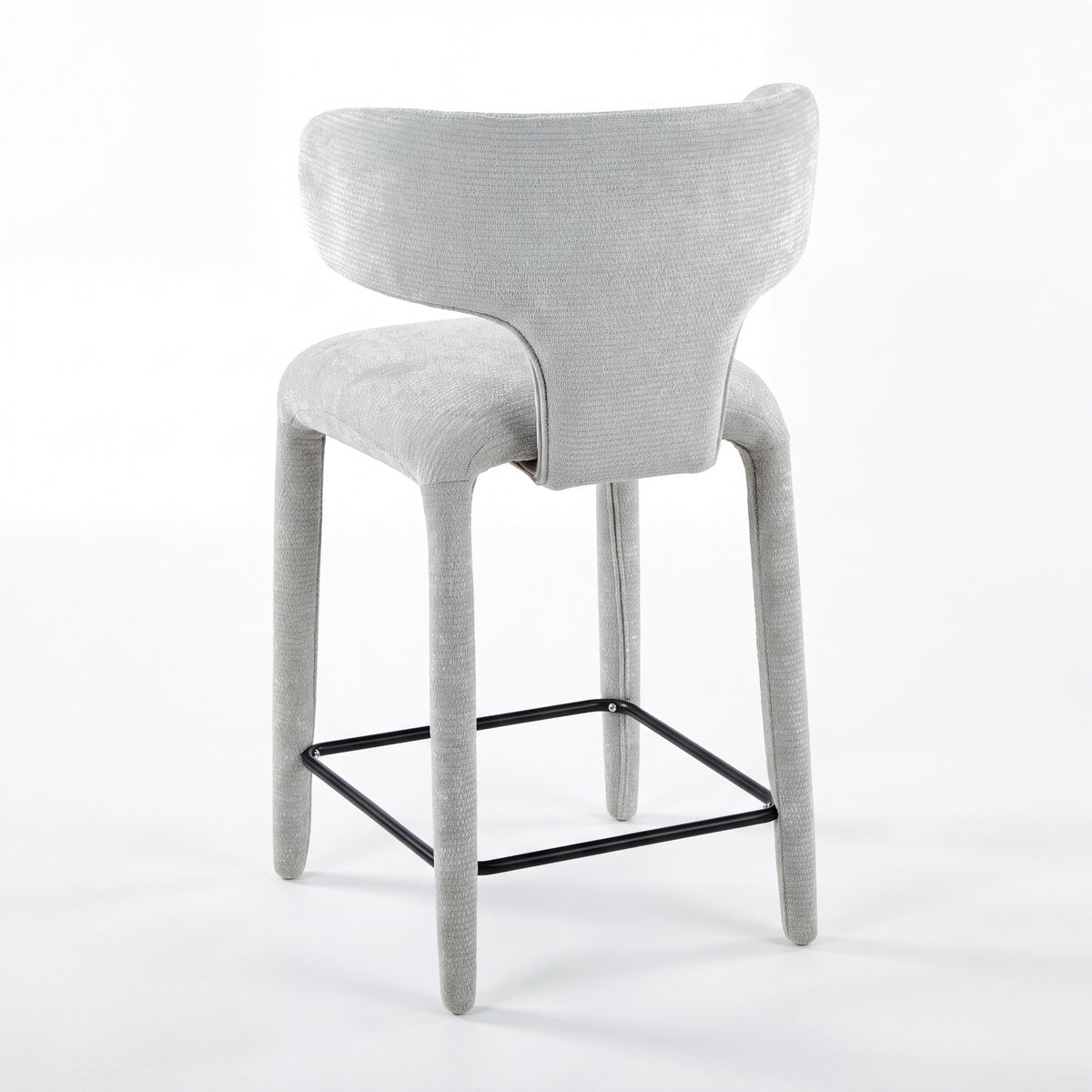 Emma 2pc Set Bar Chair Barstool Grey, single stool, rear three-quarter view on a white background