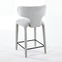 Emma 2pc Set Bar Chair Barstool Grey, single stool, rear three-quarter view on a white background