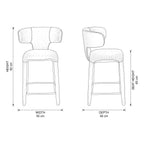 Emma 2pc Set Bar Chair Barstool Grey — dimensions diagram, W55 x D56 x H92 cm, seat height 65 cm