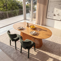 Emma 2pc Set Dining Chair Green, around a dining table set for a meal, raised view