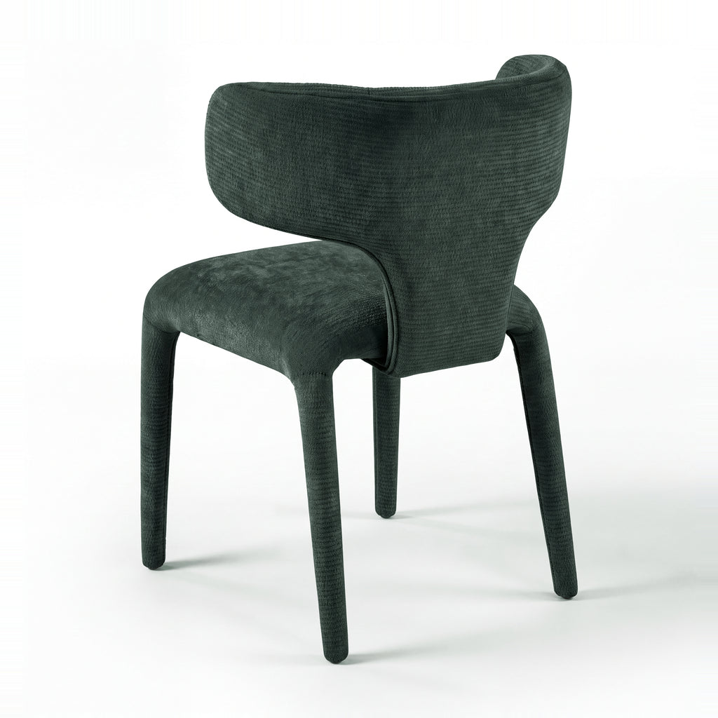 Emma 2pc Set Dining Chair Green, single chair, rear three-quarter view on a white background