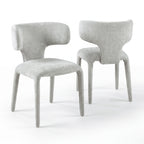 Emma 2pc Set Dining Chair Grey, pair of chairs, front and rear views, on a white background