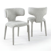 Emma 2pc Set Dining Chair Grey, pair of chairs, front and rear views, on a white background