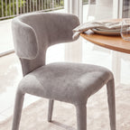 Emma 2pc Set Dining Chair Grey, close-up of the seat and curved backrest