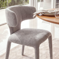 Emma 2pc Set Dining Chair Grey, close-up of the seat and curved backrest