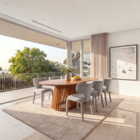 Emma 2pc Set Dining Chair Grey, in a dining room with balcony views, wide view