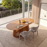 Emma 2pc Set Dining Chair Grey, around a dining table set for a meal, raised view