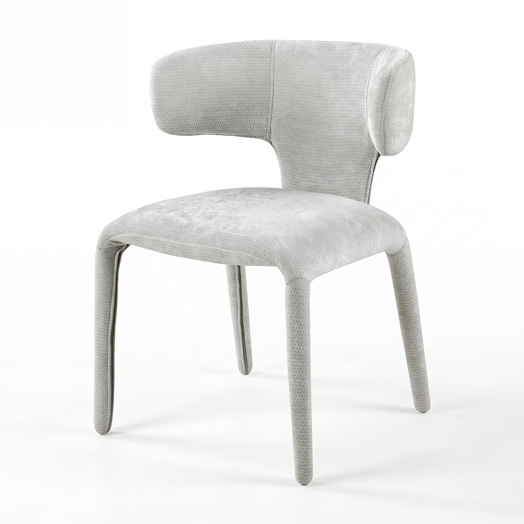 Emma 2pc Set Dining Chair Grey, single chair, front three-quarter view on a white background