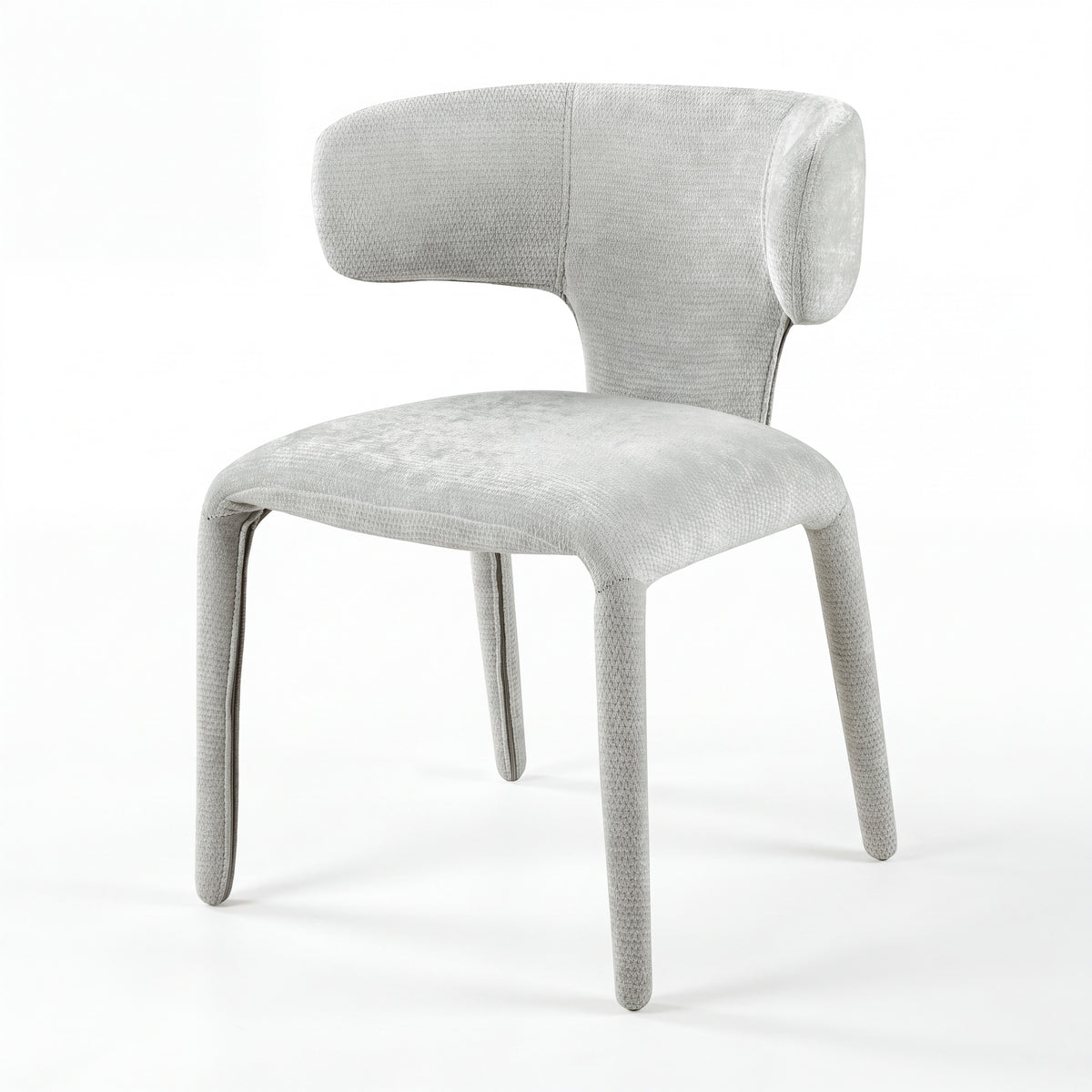 Emma 2pc Set Dining Chair Grey, single chair, front three-quarter view on a white background