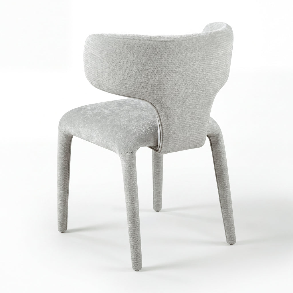 Emma 2pc Set Dining Chair Grey, single chair, rear three-quarter view on a white background