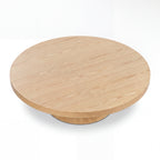 Erina 110cm Round Coffee Table Natural Oak, raised view of the round tabletop on a white background