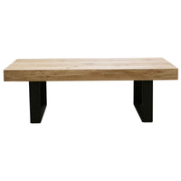 Ethan Coffee Table 130cm Veneer Solid Oak Top Metal Leg - Natural