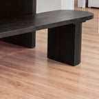 Eve 198cm Dining Bench Black, close view of the rounded end and half-round leg