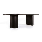 Eve 240cm Oval Dining Table Black, low three-quarter view on a white background showing the flat and rounded faces of the pedestals