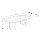 Eve 240cm Oval Dining Table Black, dimension drawing: 240 cm long, 120 cm wide, 75 cm high