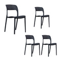 Everly Set of 4 Dining Chairs PU Plastic Frame Black