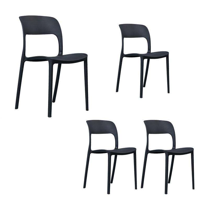 Everly Set of 4 Dining Chairs PU Plastic Frame Black