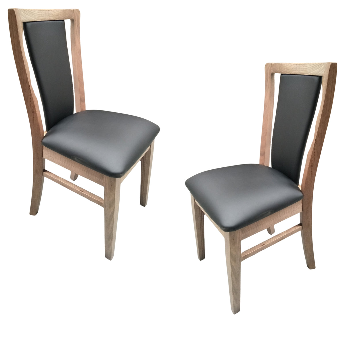 Fairmont 2pc Set Dining Chair PU Leather Seat Padded Back Solid Oak Timber Wood