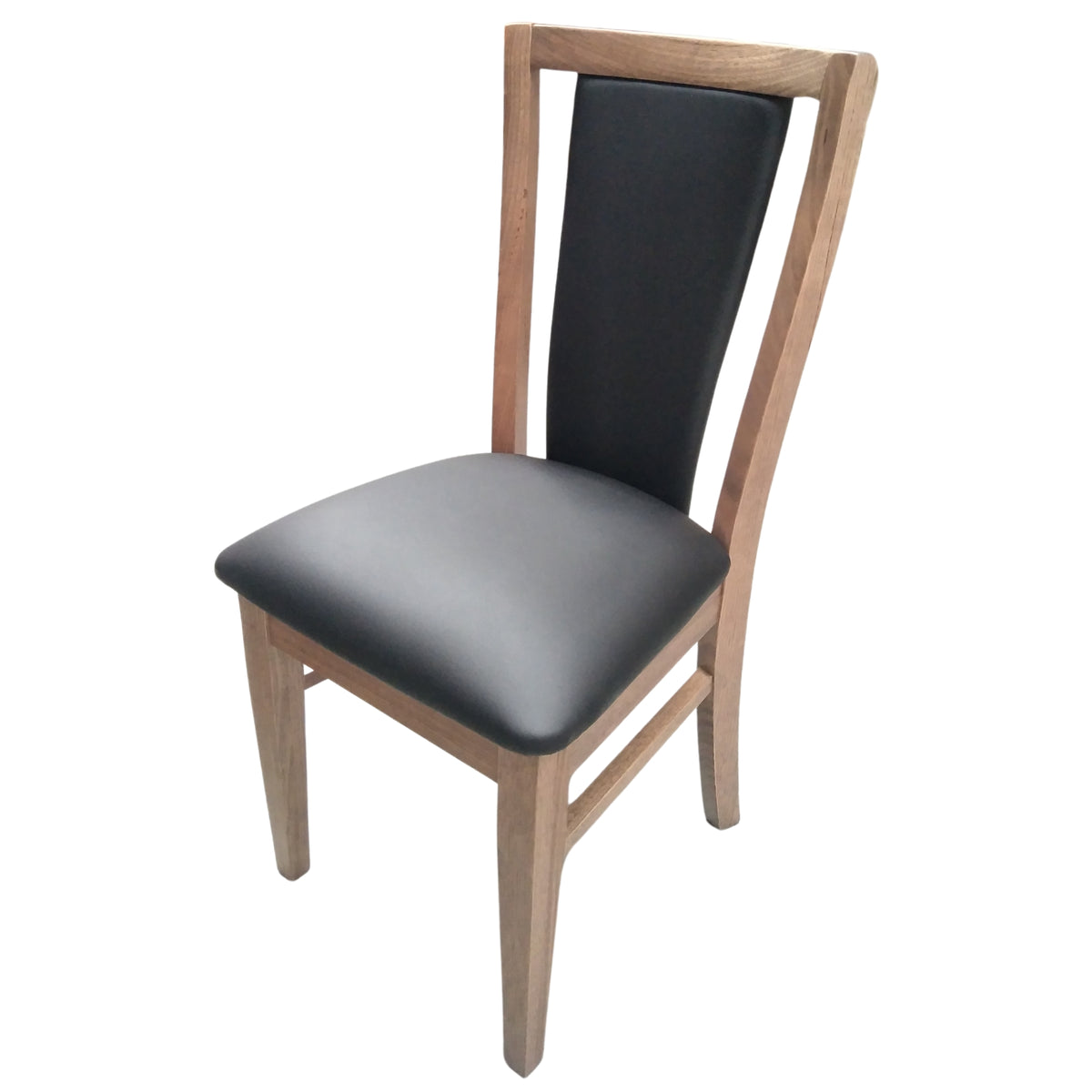 Fairmont 2pc Set Dining Chair PU Leather Seat Padded Back Solid Oak Timber Wood