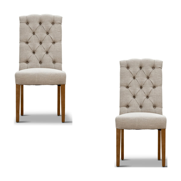 Felicia 2pc Fabric Dining Chair Beige