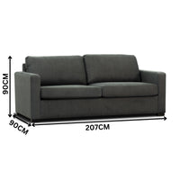 Felicity 2 Seater Fabric Queen Sofa Bed Memory Mattress Charcoal