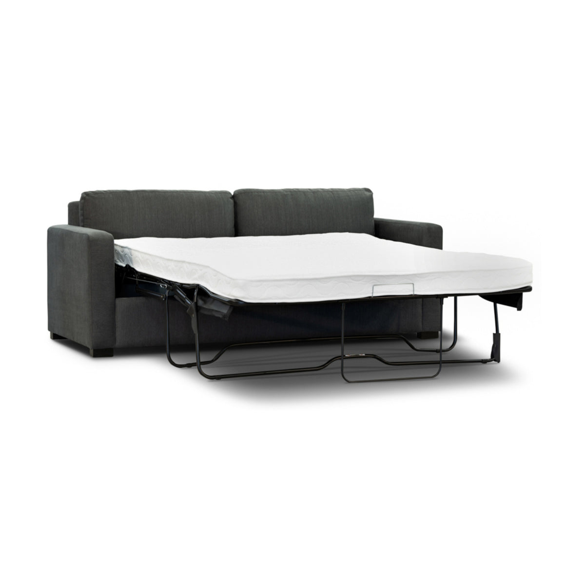 Felicity 2 Seater Fabric Queen Sofa Bed Memory Mattress Charcoal