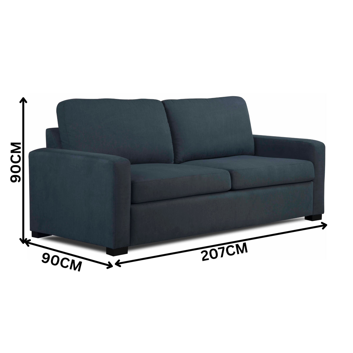 Felicity 2 Seater Fabric Queen Sofa Bed Memory Mattress Ink Blue