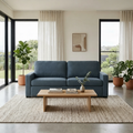 Felicity 2 Seater Fabric Queen Sofa Bed Memory Mattress Ink Blue