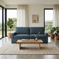 Felicity 2 Seater Fabric Queen Sofa Bed Memory Mattress Ink Blue
