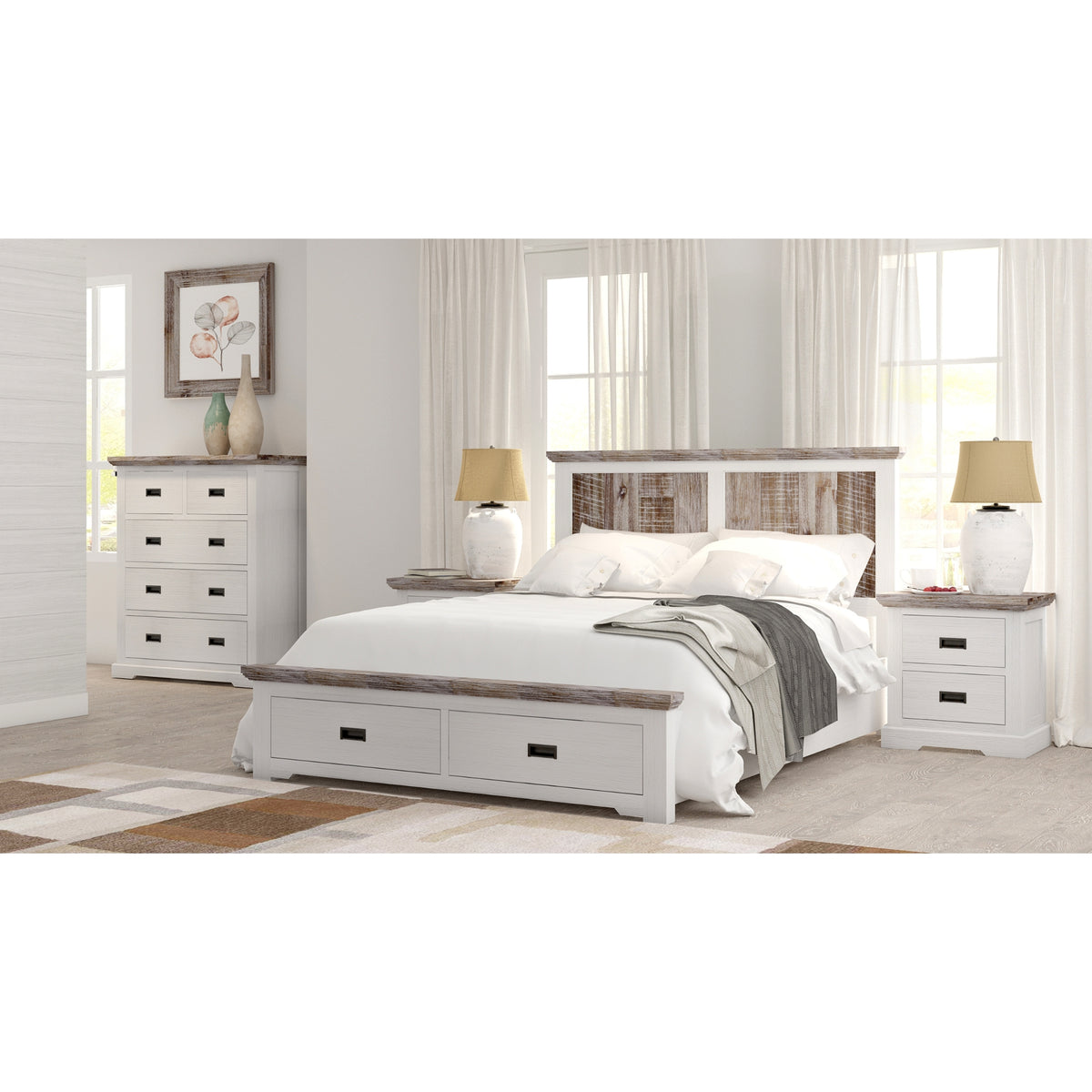 Fiona 4pc Bed Suite Bedside Tallboy King 