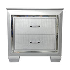 Flashy Bedside Table 2 Drawer Silver