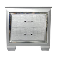 Flashy Bedside Table 2 Drawer Silver