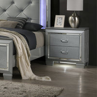 Flashy Bedside Table 2 Drawer Silver