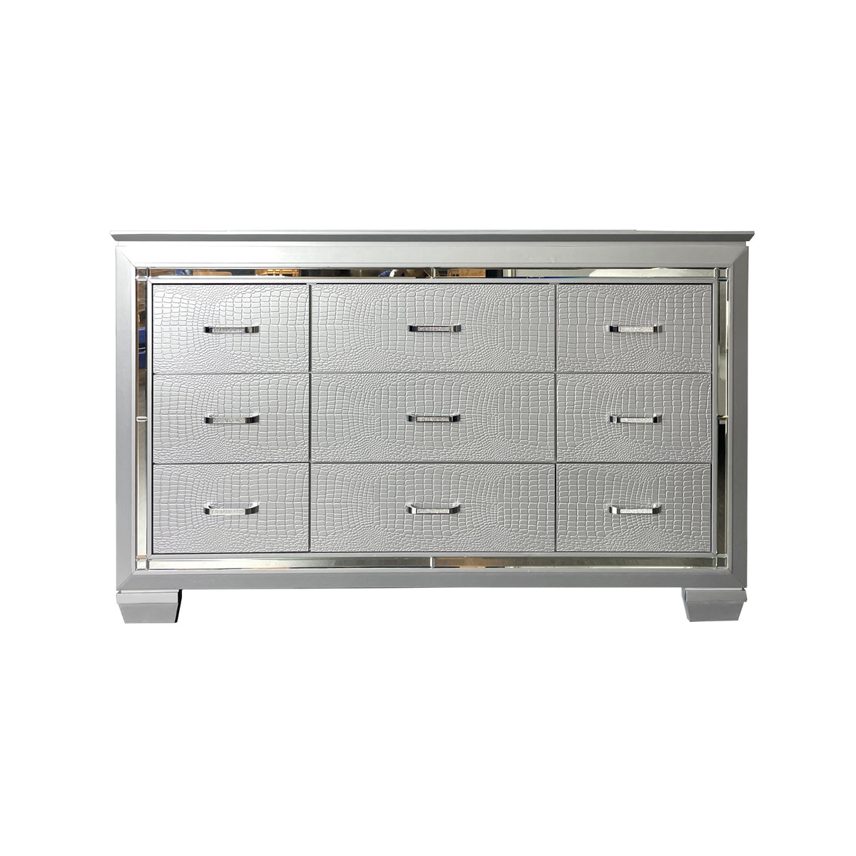 Flashy Dresser 9 Drawer Silver