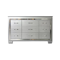Flashy Dresser 9 Drawer Silver