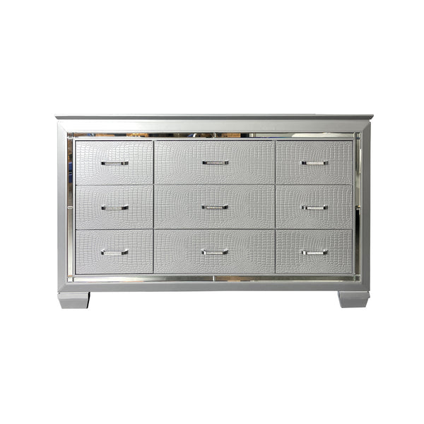 Flashy Dresser 9 Drawer Silver