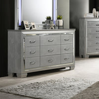 Flashy Dresser 9 Drawer Silver