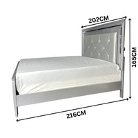 Flashy King Bed Frame Led Light Headboard Silver