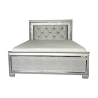 Flashy Queen Bed Frame Led Light Headboard Silver