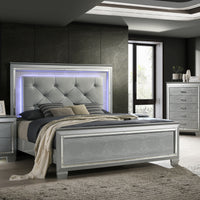 Flashy Queen Bed Frame Led Light Headboard Silver