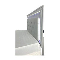 Flashy Queen Bed Frame Led Light Headboard Silver