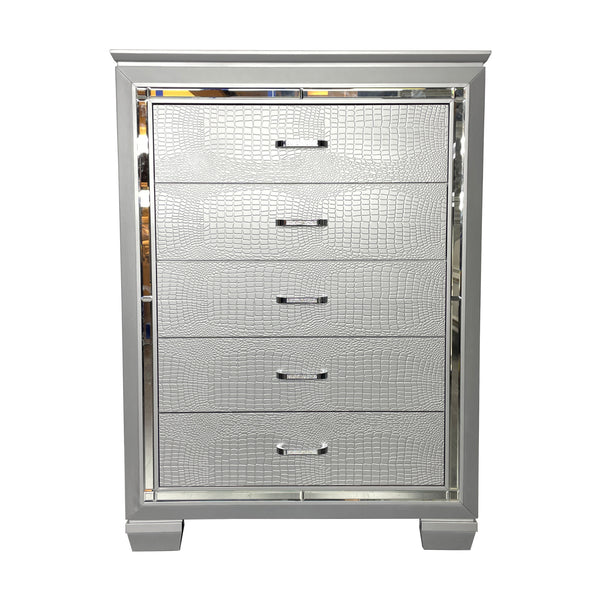Flashy Tallboy 5 Drawer Silver