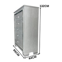 Flashy Tallboy 5 Drawer Silver