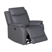 Flint 1 Seater Electric Recliner Chair Genuine Leather Graphite Grey