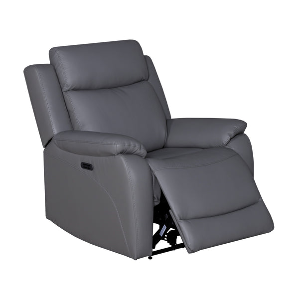 Flint 1 Seater Electric Recliner Chair Genuine Leather Graphite Grey