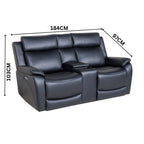 Flint 2 Seater Electric Recliner Genuine Leather Black