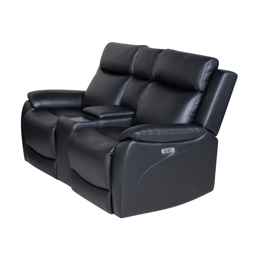 Flint 2 Seater Electric Recliner Genuine Leather Black