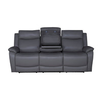 Flint 3 Seater Electric Recliner Genuine Leather Graphite Grey