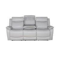 Flint 3 Seater Electric Recliner Genuine Leather Light Grey